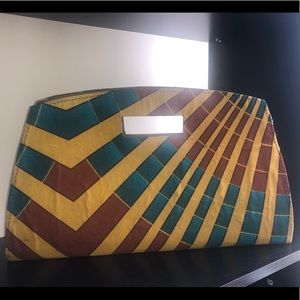 African print flat clutch